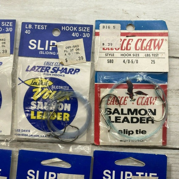 LOT Of 10 Les Davis Mix Velux Salmon Leader Eagle Slip Tie 20 40 25 4/0-3/0 - Picture 5 of 12